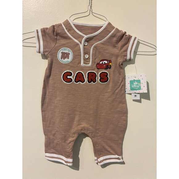 NWT Disney Baby Cars Lightning McQueen Brown Coverall - 0-3M - Picture 1 of 4